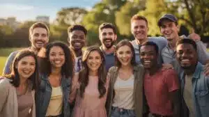 Group Smiling Outdoors With Straight, Confident Smiles